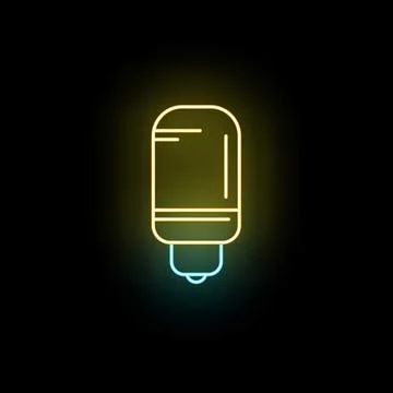 Neon light bulb icon glowing with concept idea Stock Illustration