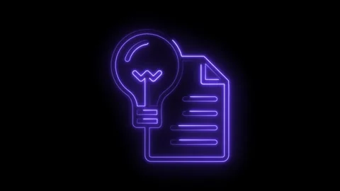 Neon light bulb over document animated icon for business solutions and creative Stock Footage 322963419