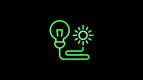 Neon Light Bulb symbol isolated icon animation and black background Stock Footage 299566044