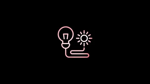 Neon Light Bulb symbol isolated icon animation and black background Stock Footage 299566045