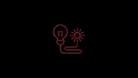 Neon Light Bulb symbol isolated icon animation and black background Stock Footage 299566055