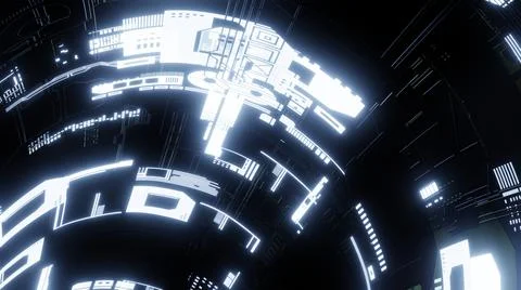 Neon light on ceiling sci-fi. 3d render. Stock Illustration