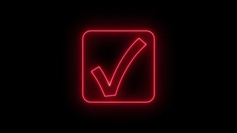 Neon Light Check Symbol Animation, Flashing Neon Tick Animation, Neon Verif.. Stock Footage 307960778
