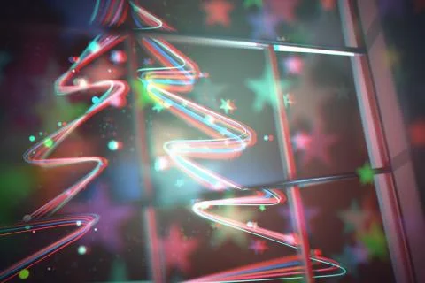 Neon Light Christmas Tree Stock Illustration