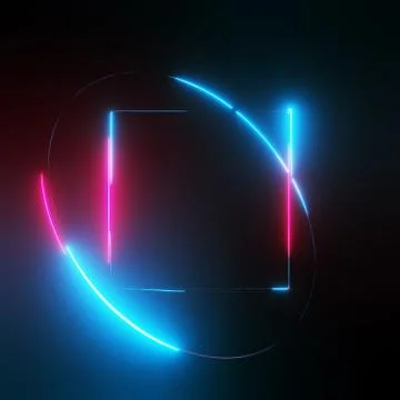 Neon light circle and square frames Stock Illustration