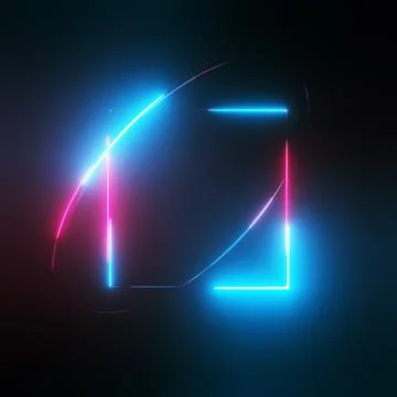Neon light circle and square frames Stock Illustration