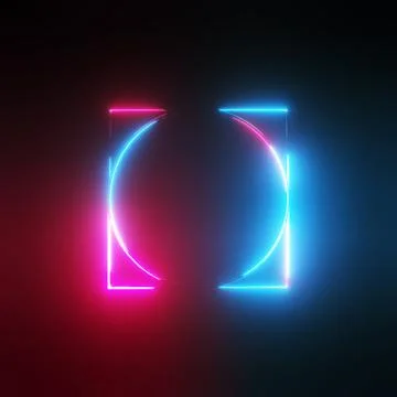 Neon light circle and square frames Stock Illustration