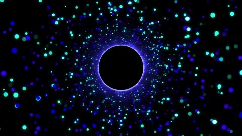 Neon light circle endless space tunnel, shiny and glowing particles, abstract 4k Video stock 240878748