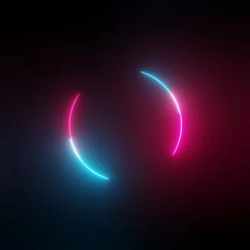 Neon light circle frame on dark background Stock Illustration