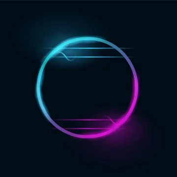 Neon light circle frame design background Illustrazione stock