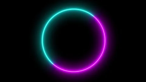Neon light circle frame loading icon background animation in retro style Stock Footage 282589785
