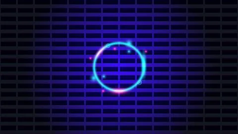 Neon light circle on grill vector background for computer, technology, futu.. Illustrazione stock