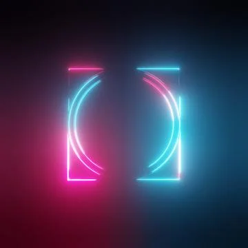 Neon light circles and square frames Stock Illustration