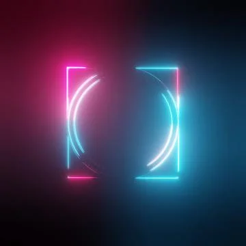 Neon light circles and square frames Stock Illustration