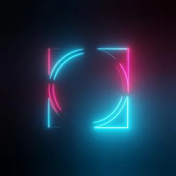 Neon light circles and square frames Stock Illustration
