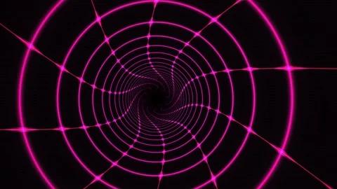 Neon Light Circles on Black Background. Stock Footage 334343224