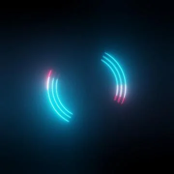 Neon light circles frame on dark background Stock Illustration