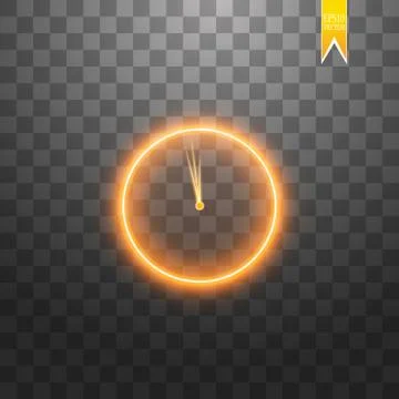 Neon light. Clock line icon. Time sign. Office Watch or Timer symbol. Glowing Stock Illustration