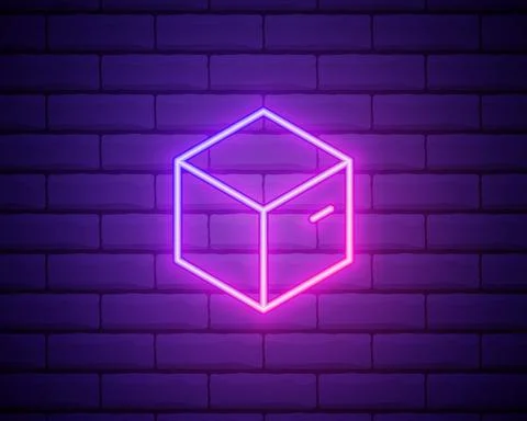 Neon light. Closed box line icon. Logistics delivery sign. Parcels tracking s Illustrazione stock