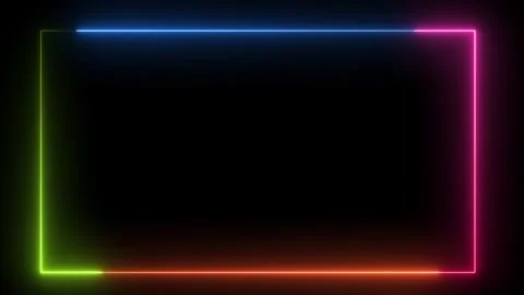 Neon Light Colorful Border Frame Animation Empty Space Glow Vibrant Fluores.. Stock Footage 330414829