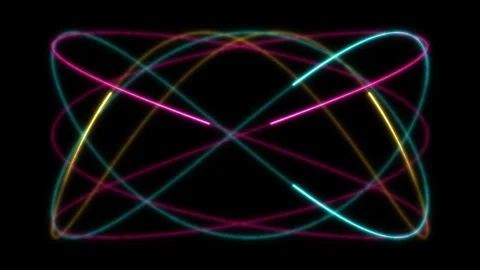 Neon light comets tracing Lissajous curves Vídeos de archivo 348276583