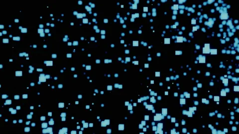 Neon light cube Block Network futuristic flying Matrix digital technologic an Stock Footage 130887095