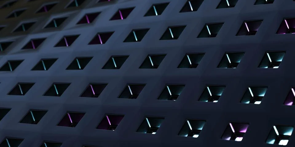 Neon light on dark surface pattern with low key lighting 3d render illustration Stock Illustration