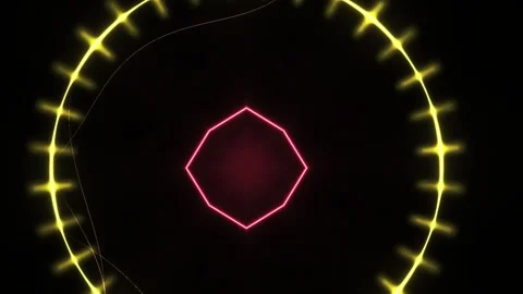 Neon light design elements with glowing yellow and red outlines on black ba.. Stock Footage 336249378
