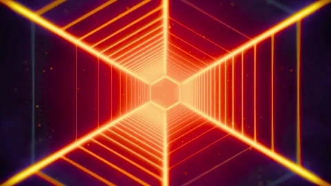 Neon light design with glowing lines. Abstract background with vibrant orange an Vídeo Stock 334276628