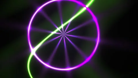 Neon light design with purple circle and green line. Stock Footage 336249612