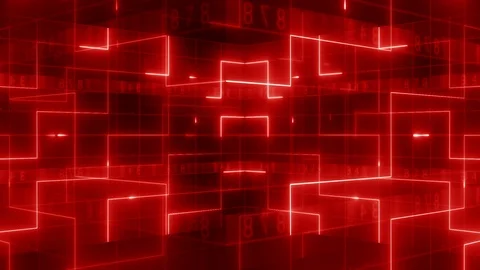 Neon light digital number 3d rotation background 4K LOOP red Stock Footage 117894285