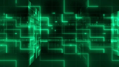 Neon light digital number pan background 4K LOOP green Video stock 117895090