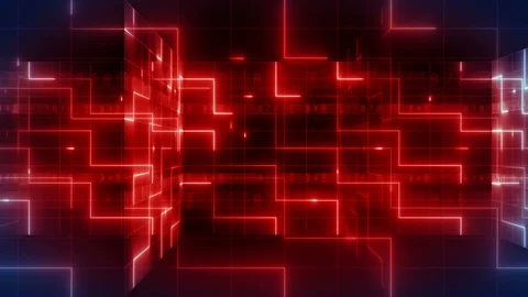 Neon light digital number pan background 4K LOOP red-blue Stock Footage 117895283