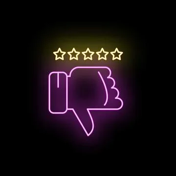 Neon light disapproving thumbs down rating icon Stock Illustration