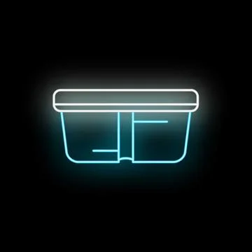 Neon light displaying a container box outline Illustrazione stock