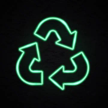 Neon light eco recycle symbol Green recycling icon Stock Illustration
