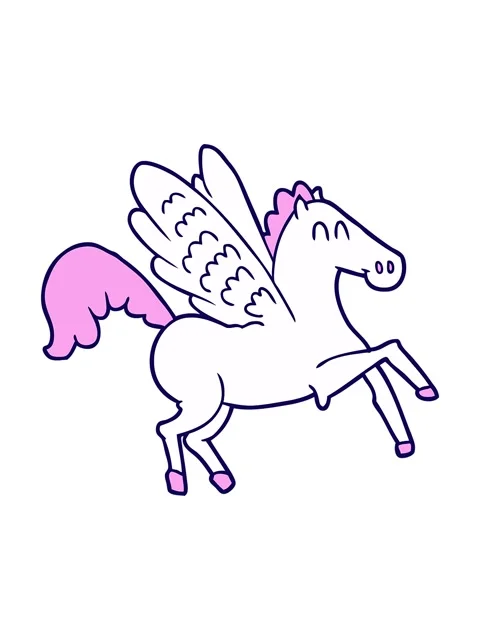 Neon light effect animation of cartoon winged horse Stock Footage 324056383