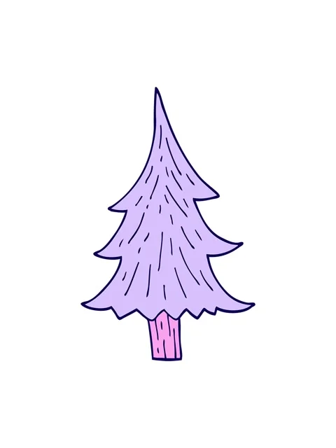 Neon light effect animation of cartoon doodle pine trees Stock Footage 324113369