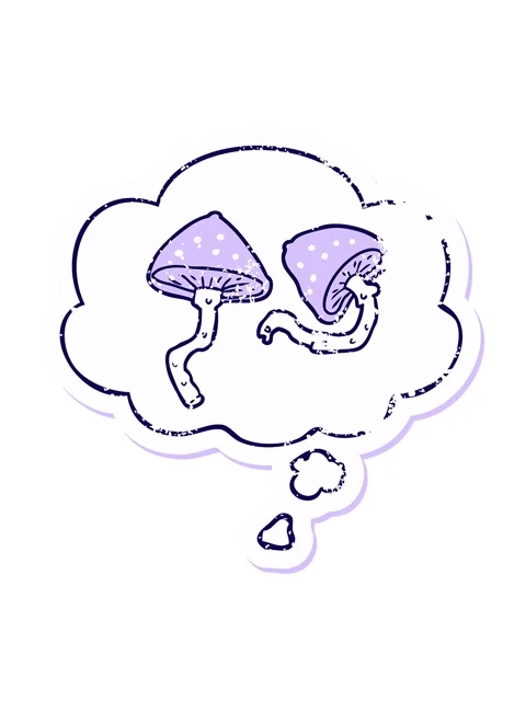 Neon light effect animation of cartoon mushrooms with thought bubble as a d.. Stock Footage 324117199