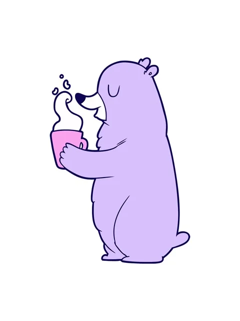 Neon light effect animation of cartoon bear with hot drink Video stock 324129765