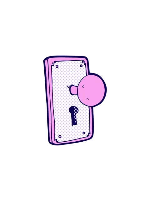 Neon light effect animation of cartoon door handle Vidéo 324140644