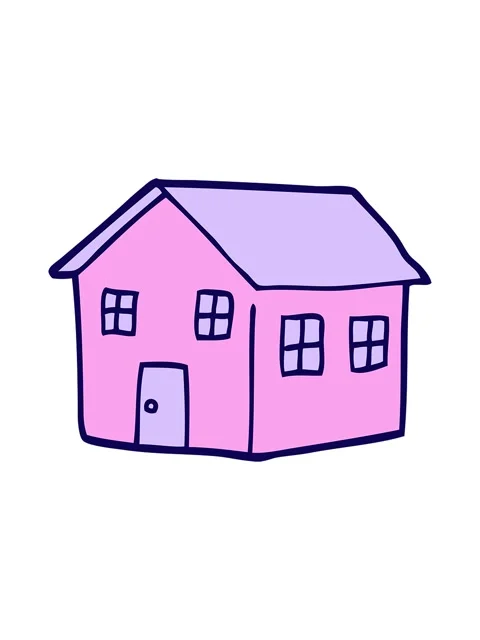 Neon light effect animation of cartoon doodle traditional house Stock Footage 324155658