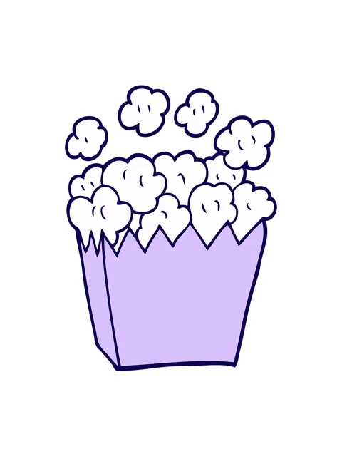 Neon light effect animation of cartoon doodle cinema popcorn Stock Footage 324183142