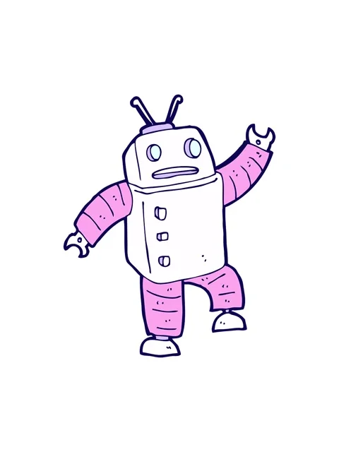 Neon light effect animation of a cartoon android doodle Stock Footage 324240966