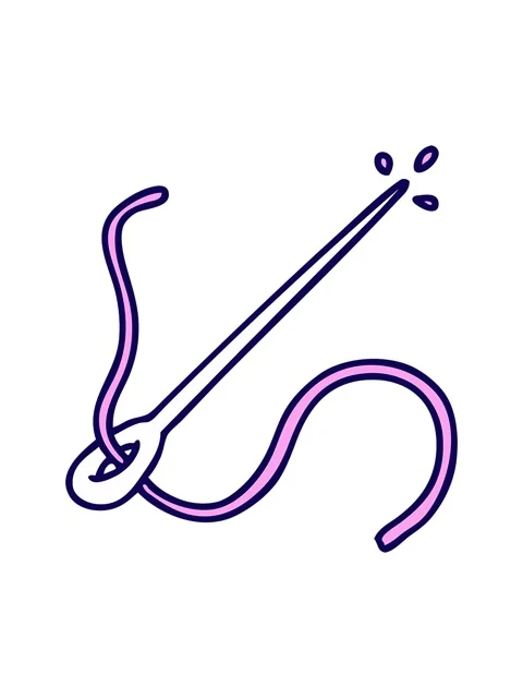 Neon light effect animation of cartoon of a needle and thread Video stock 324245523