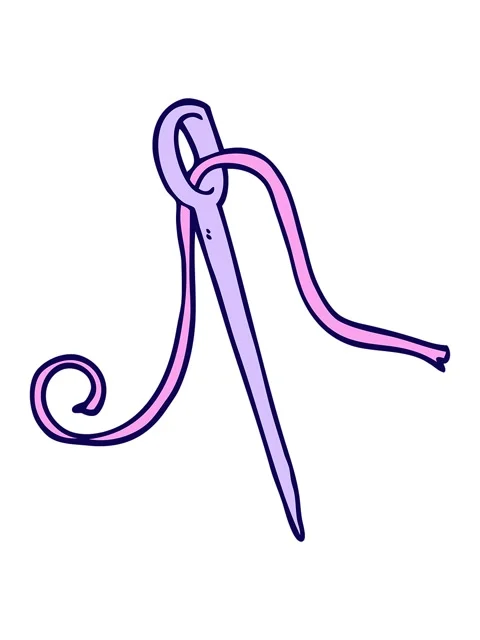 Neon light effect animation of cartoon doodle needle and thread Video stock 324275204