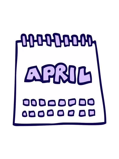 Neon light effect animation of cartoon calendar showing month of april Stock Footage 324307707