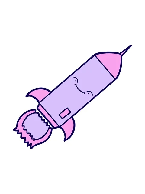 Neon light effect animation of cartoon rocket Stock Footage 324311446