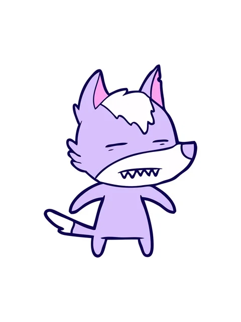 Neon light effect animation of cartoon wolf showing teeth Stock Footage 324326875