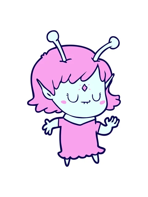 Neon light effect animation of a cartoon alien girl dancing Stock Footage 324344900